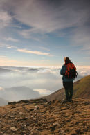 07-1075a Hill Walker Enjoying the View Over Crumock Water, Lake District, Cumbria